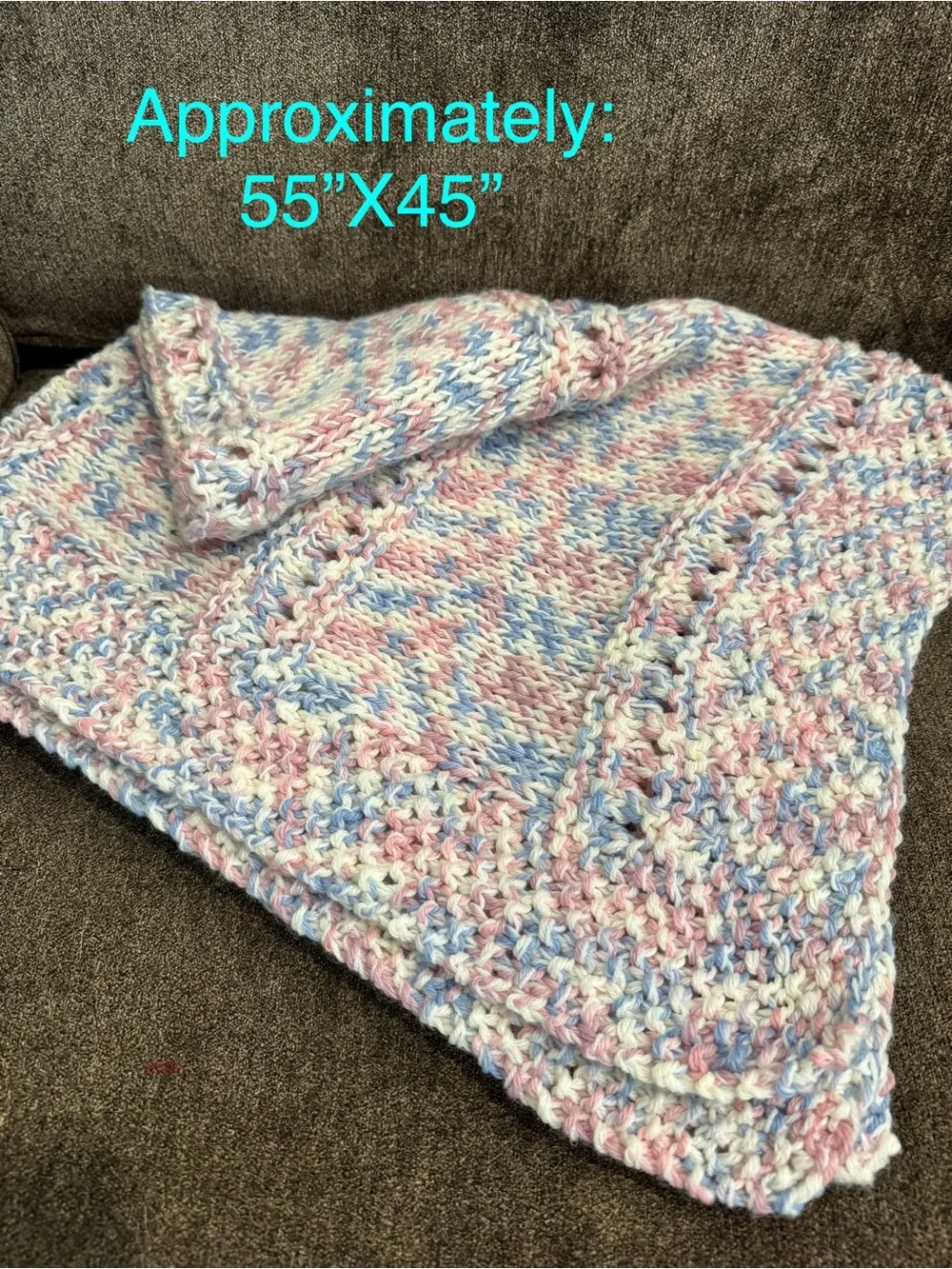 Pastel Multicolor Knit Throw Blanket in Pink, Blue & Cream